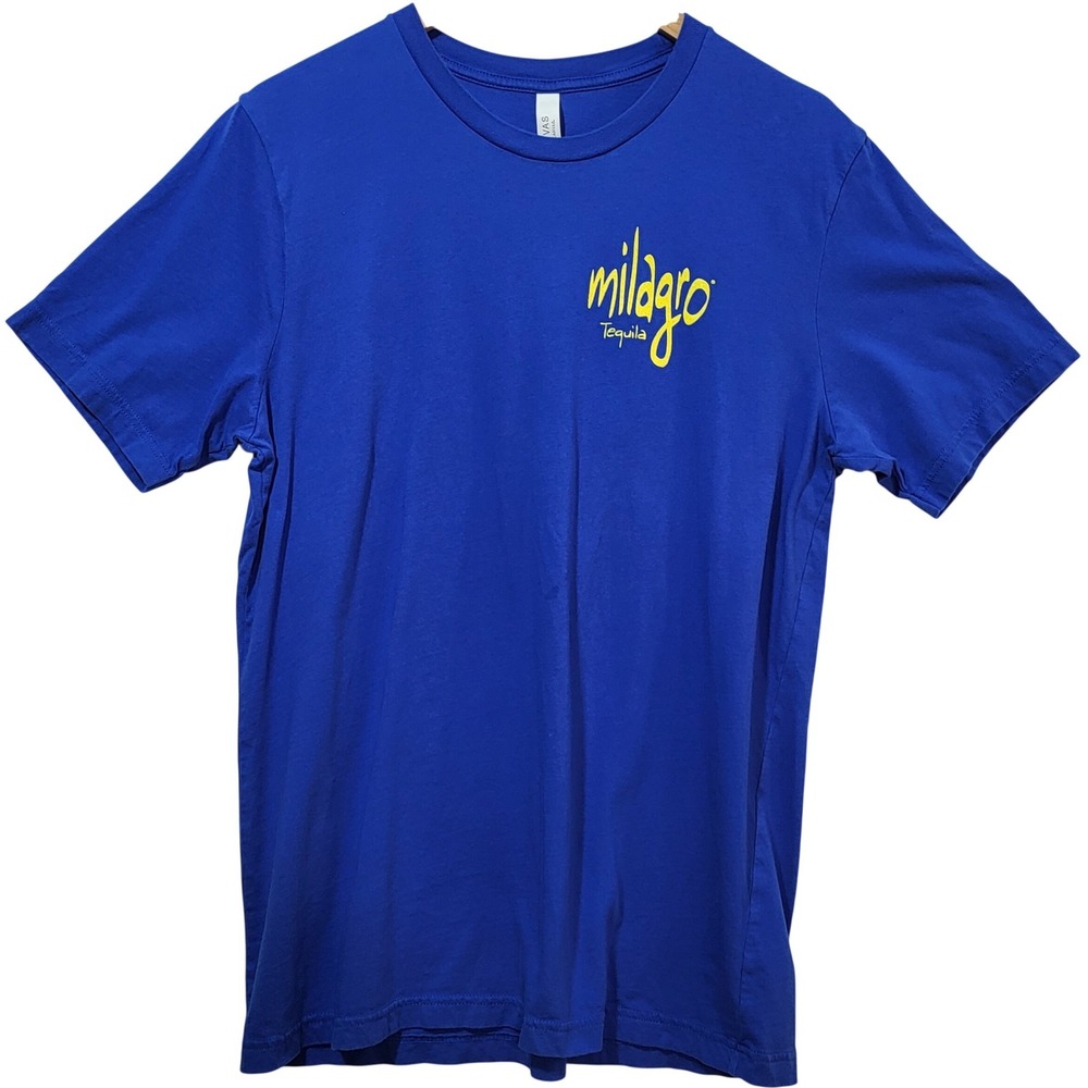 Milagro Tequila Bella Canvas Graphic T-Shirt Mens Large Blue Short Sleeve Agave*